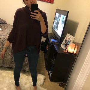 Free People Maroon Open Back Sweater